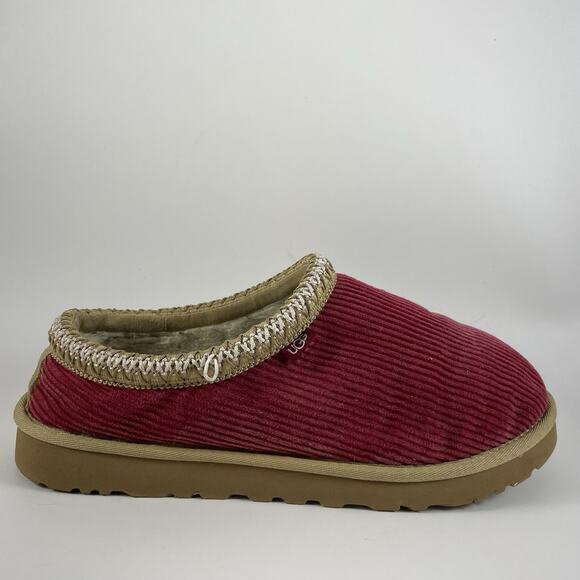 Ugg Tasman II Corduroy Shearling Lined Slippers Mens Size 9 Red Wine Burgundy - Picture 1 of 9